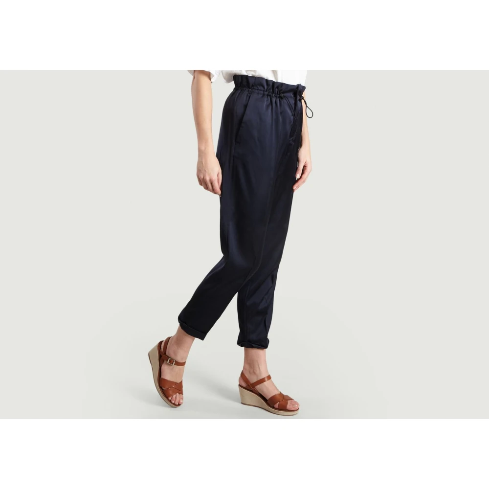 closed Navy Blauw Satijn Ruche Broek Blue Dames