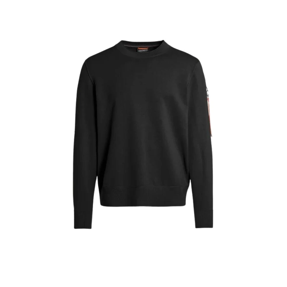 Parajumpers Gestebreide katoenen trui met logo op de mouw Black Heren