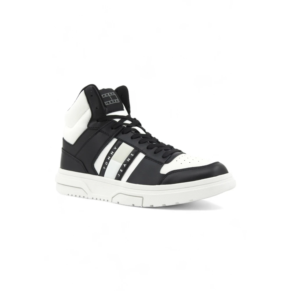 Tommy Hilfiger The Brooklyn Leather Mid-Top Trainers Heren Schoenen Zwart