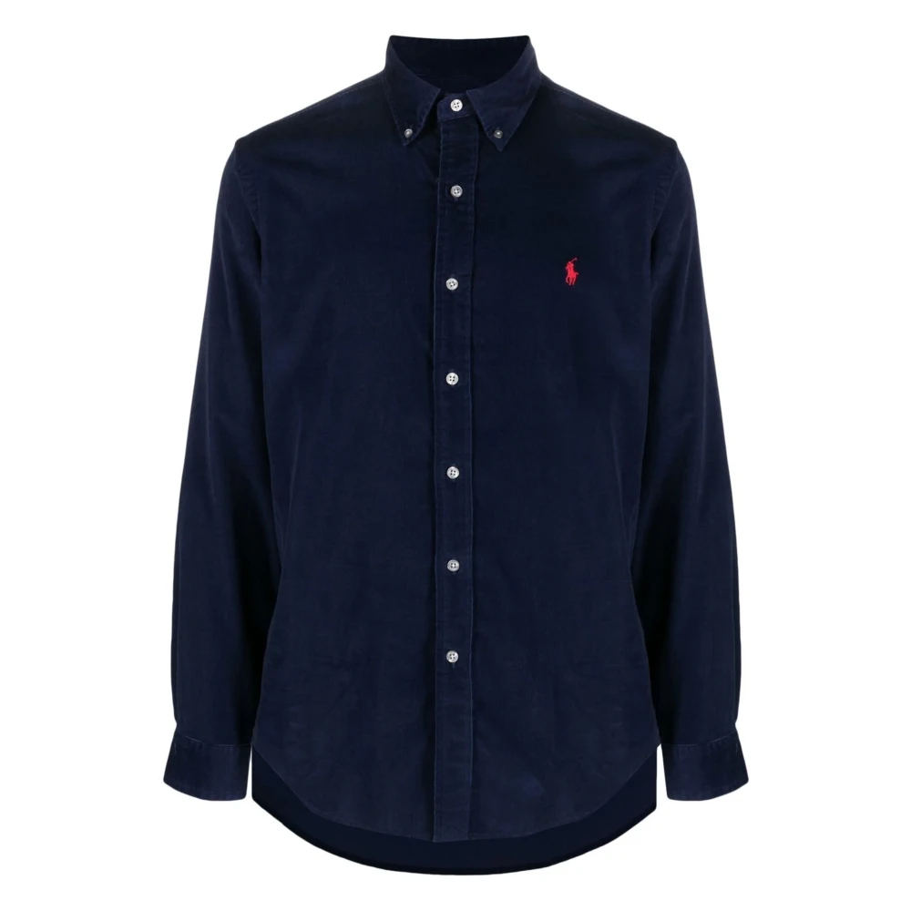 Polo Ralph Lauren Geborduurd Katoenen Overhemd Blue Heren