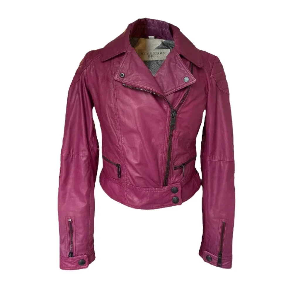 Burberry Vintage Pre-owned Leather outerwear Purple Dames
