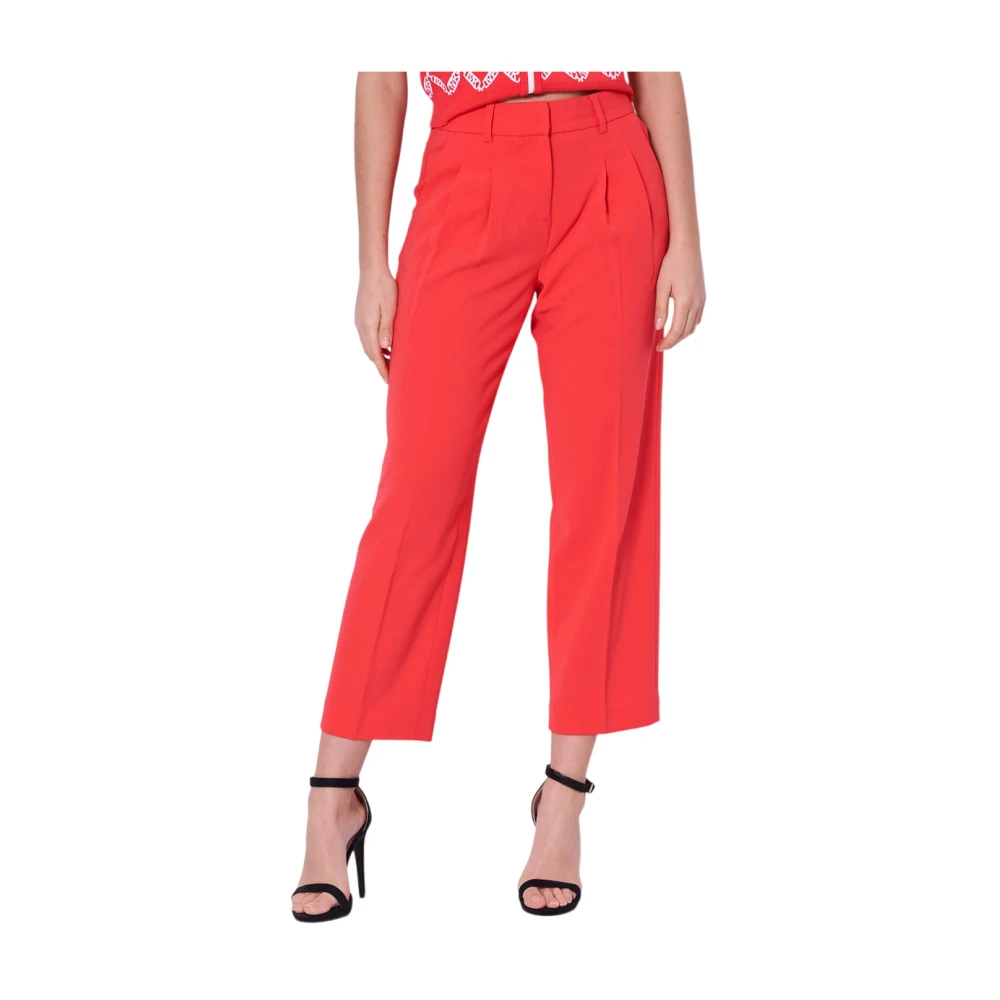 Michael Kors Women's Red Pleated Crepe Trousers - Cropped Trousers - Xs - Trousers