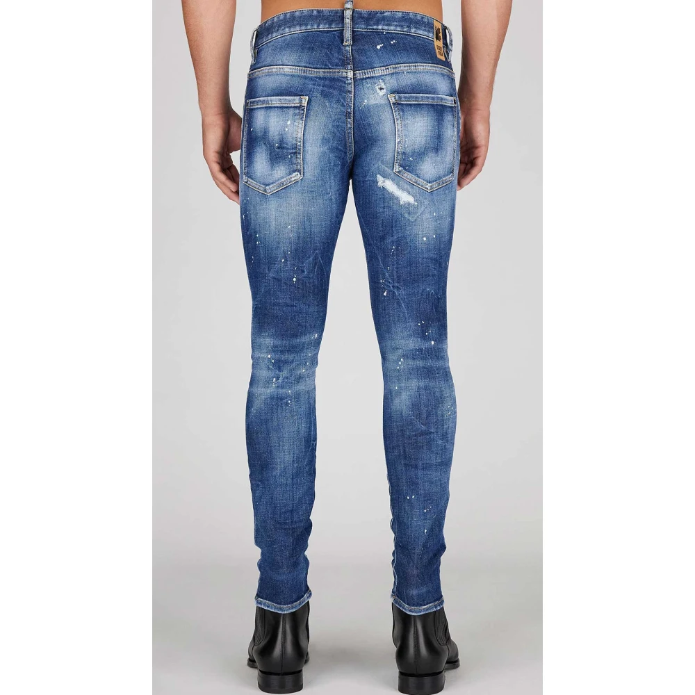 Dsquared2 Skinny Ripped Jeans Blauw Blue Heren