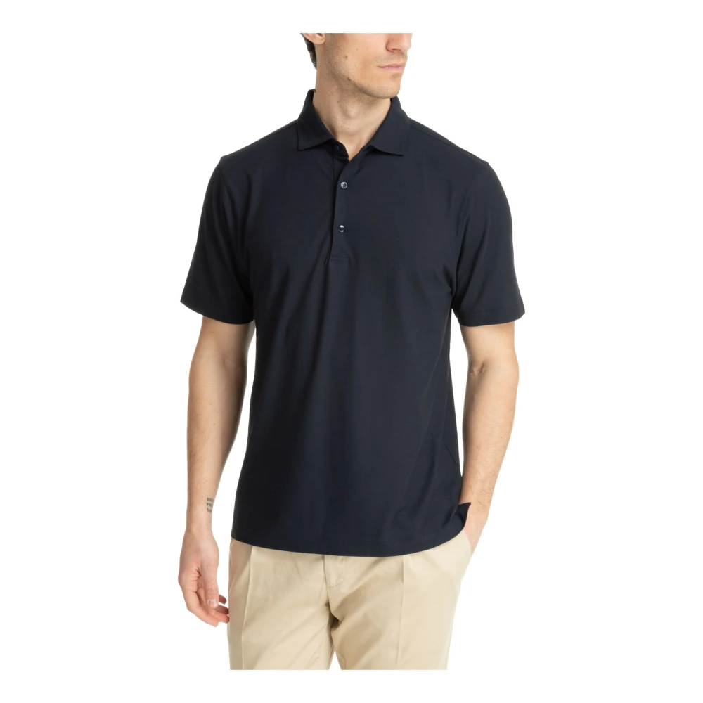 Lardini Effen Polo Shirt met 3 Knopen Blue Heren