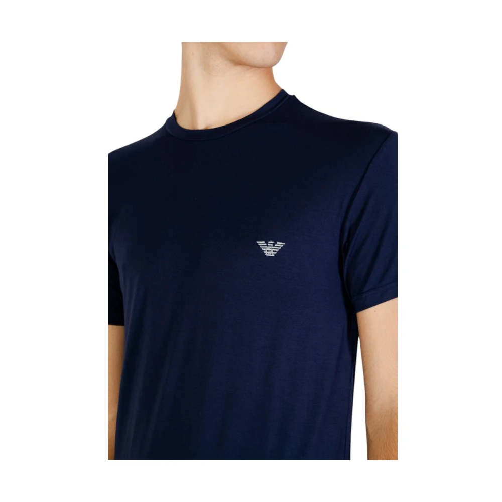 Emporio Armani Blauw Modal T-shirt Herfst Winter Collectie Blue Heren