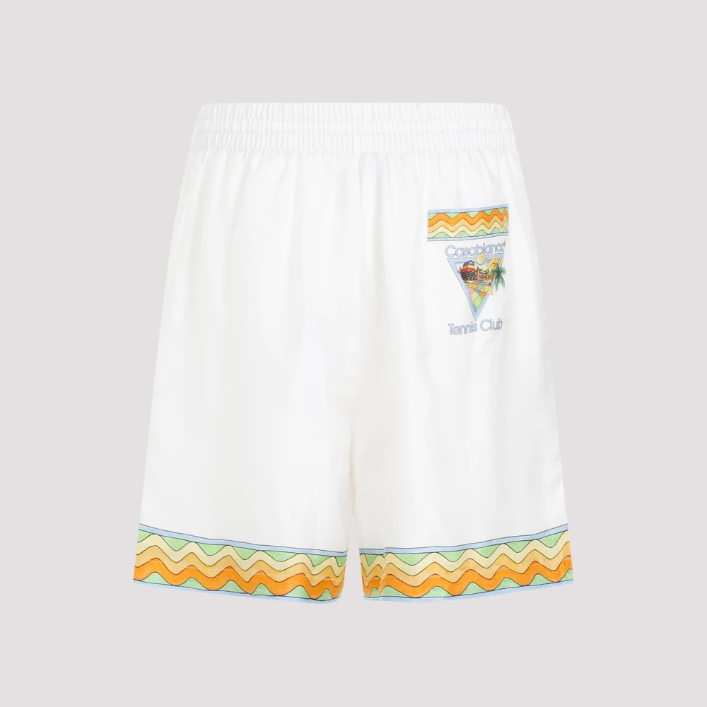Casablanca Witte zijden shorts Afro Cubism White Heren