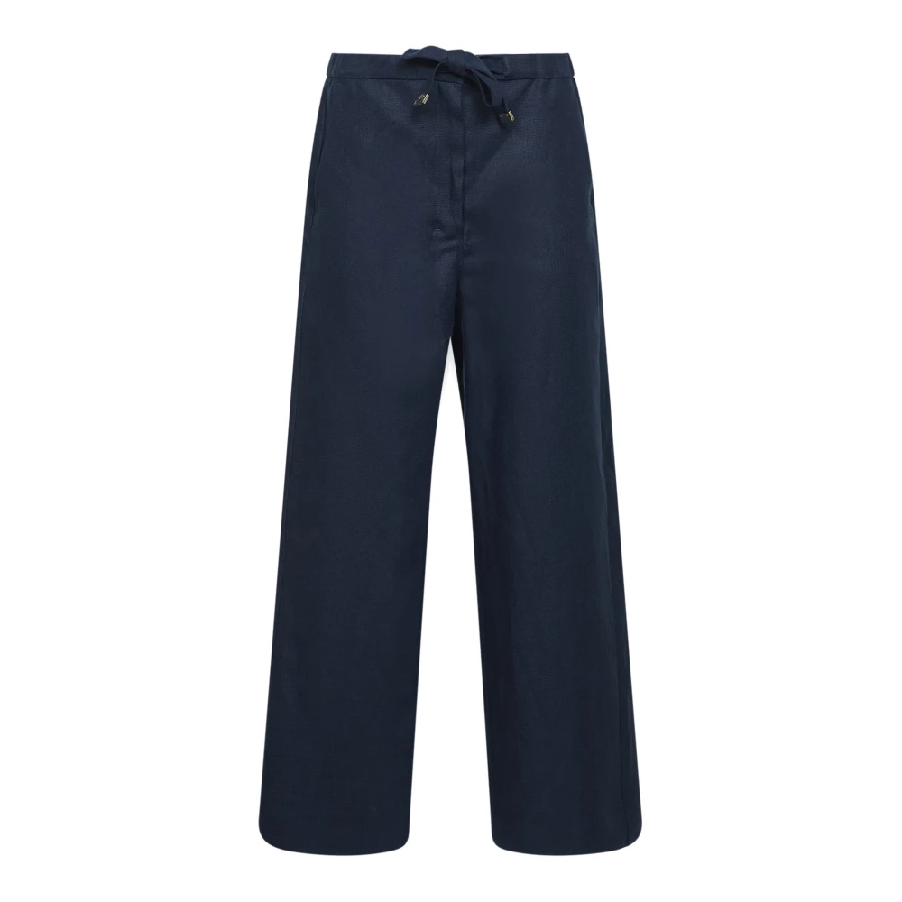 Max Mara Vrouw Blauw Broeken Dames, S, Linnen, Amedea Wide Broeken