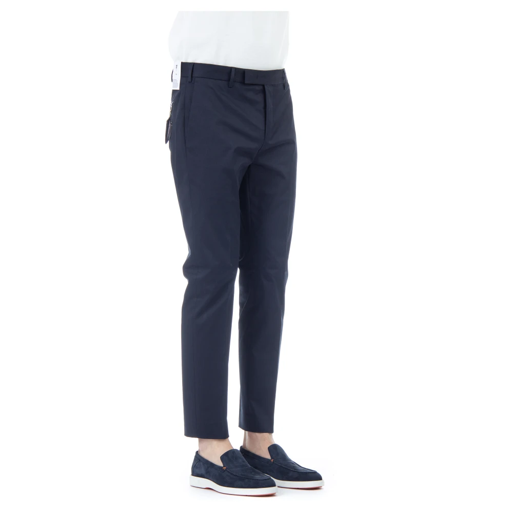 PT Torino Blauwe Stretch Katoenen Broek Blue Heren