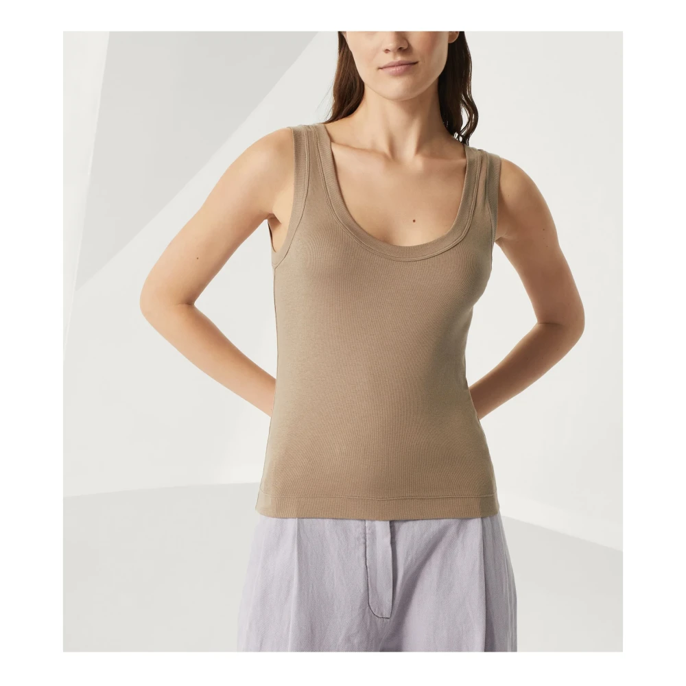 BRUNELLO CUCINELLI Geribbeld jersey top met monili detail Beige Dames