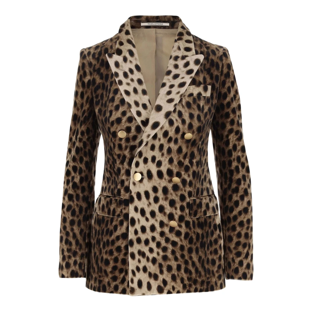 Tagliatore Leo Motief Katoen Dubbel-Borst Jas Brown Dames