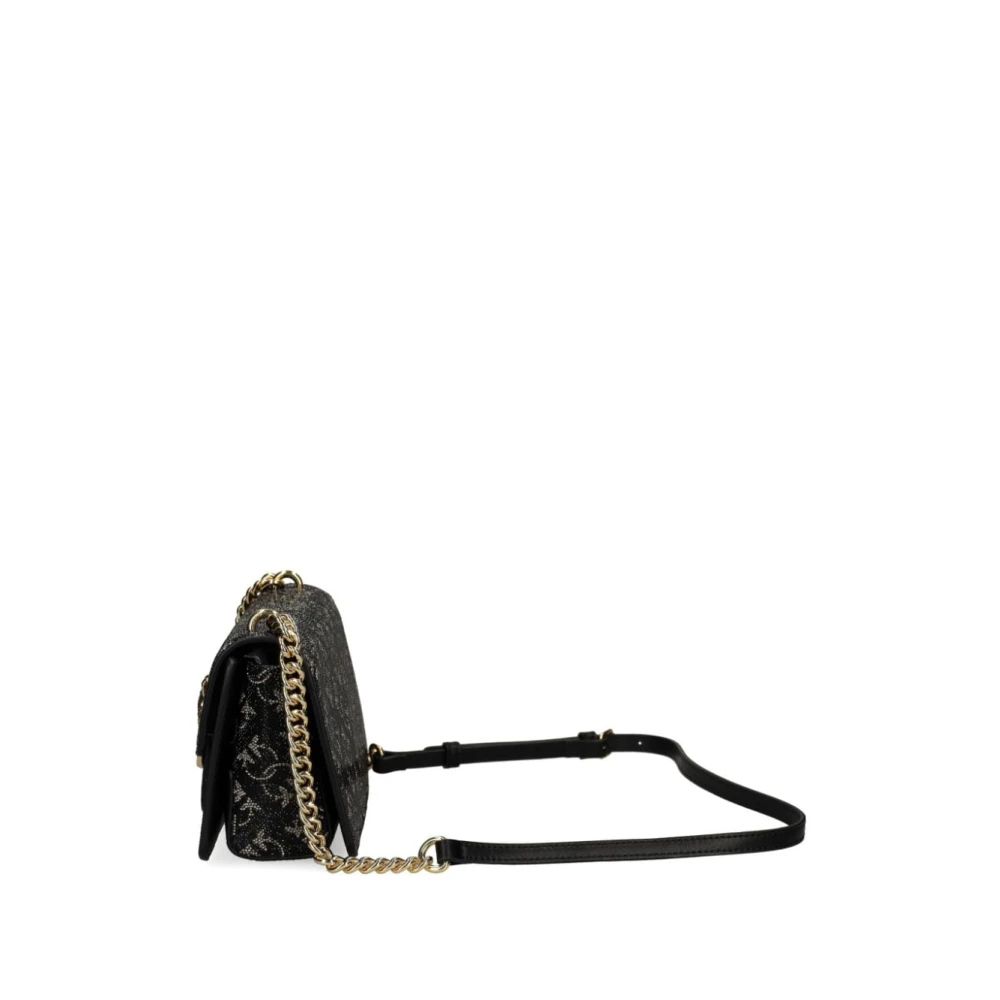 pinko Zwarte Pailletten Love One Mini Tas Black Dames