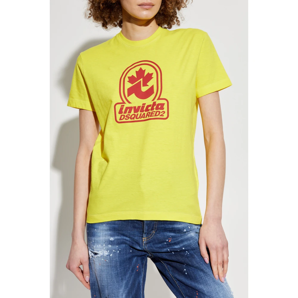 Dsquared2 Bedrukt T-shirt Yellow Dames