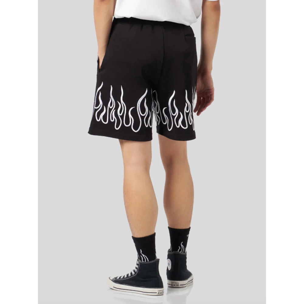 Vision OF Super Zwarte Shorts met Witte Vlammen Black Heren