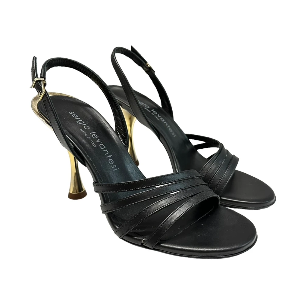 Sergio Levantesi Polyester Sandalen Leer 10cm Hak Black Dames