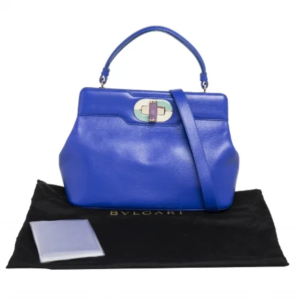 Bvlgari Vintage Pre-owned Leather handbags Blue Dames