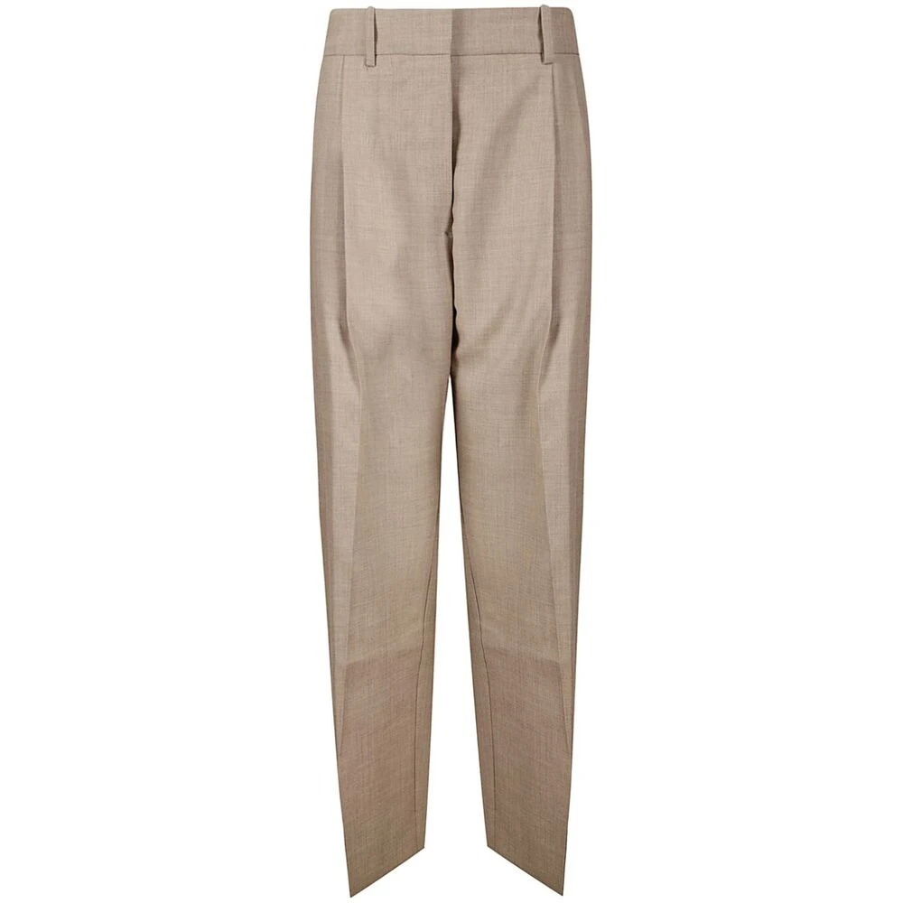 Studio Nicholson Beige Geplooide High-Rise Straight Leg Broek Beige Dames