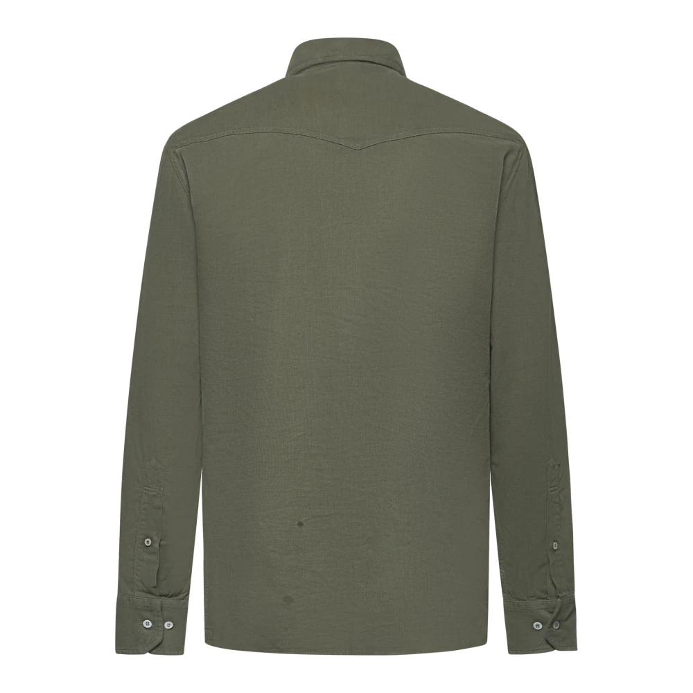 BRUNELLO CUCINELLI Groene overhemden met zwarte leren riem Green Heren