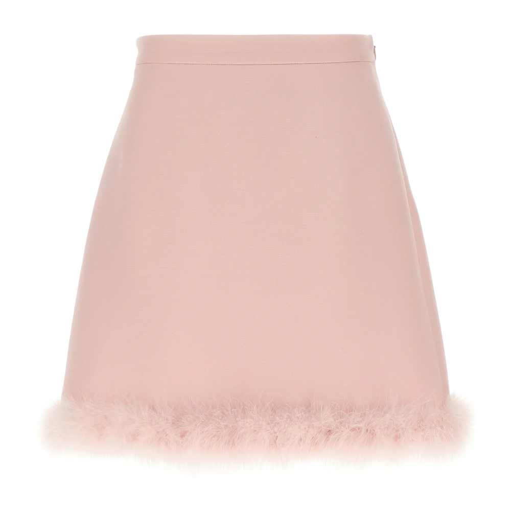 Valentino Garavani Women's Pink Short Crepe Couture Skirt With Feathers