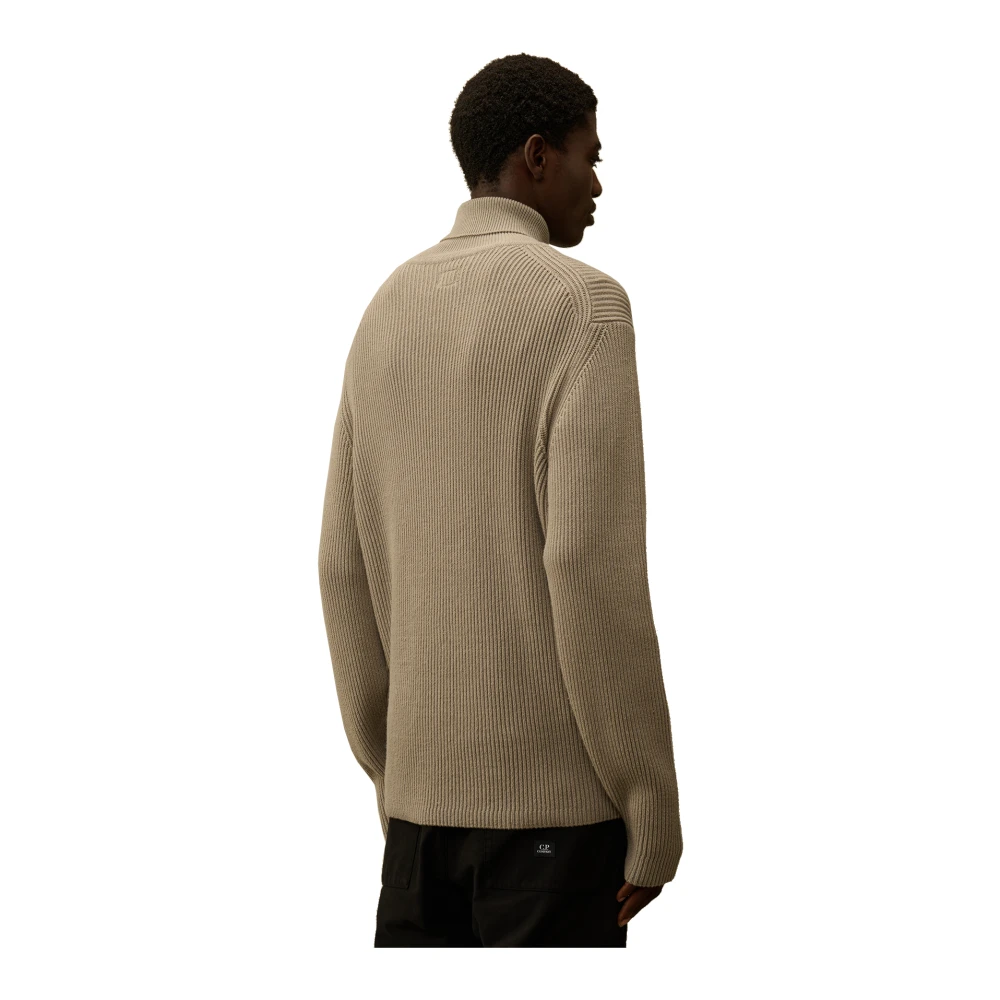 C.P. Company Geribbelde katoen nylon trui met lenszak Brown Heren