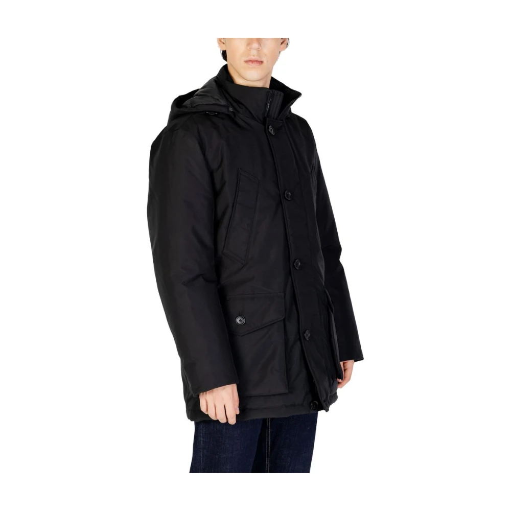 Hugo Boss Zwarte Polyester Jas Herfst Winter Collectie Black Heren