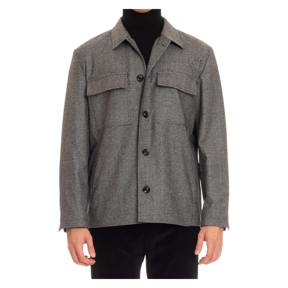 Lardini Luxe Wol-Kasjmier Overshirt Gray Heren