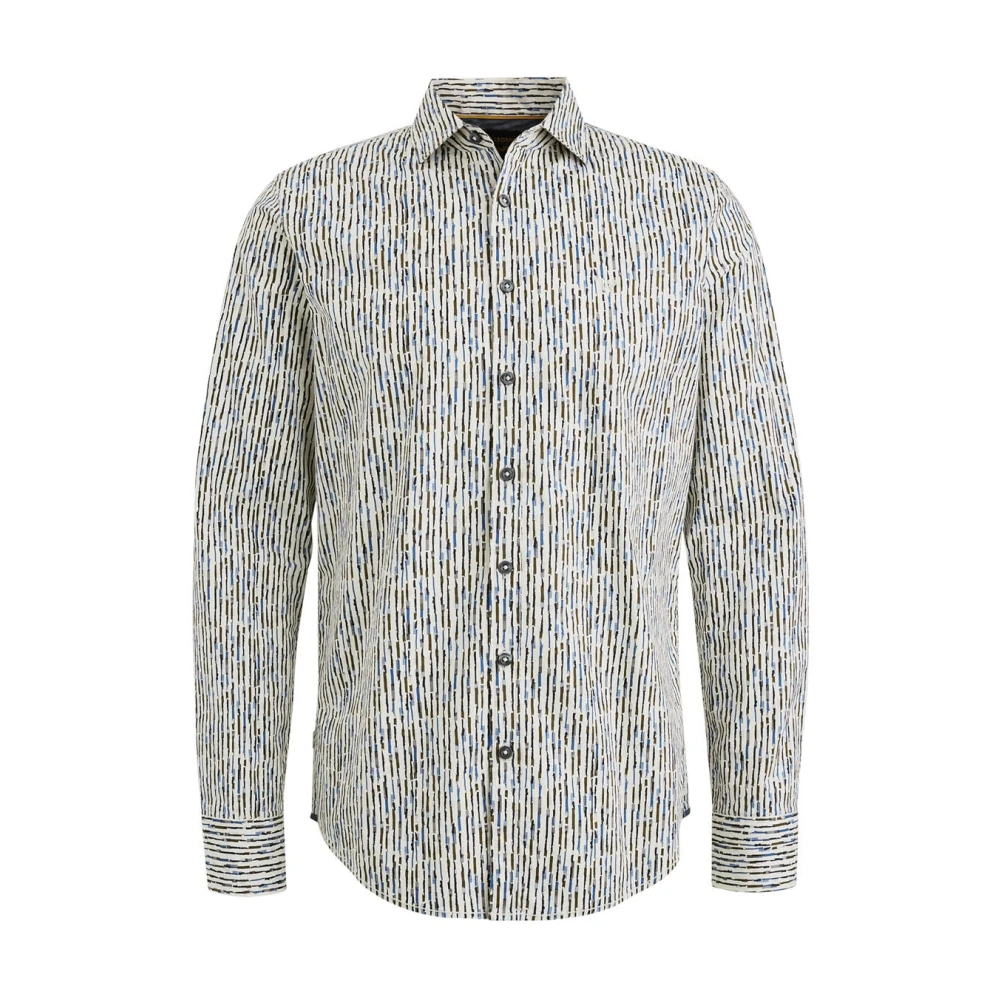 PME Legend Gedrukt lange mouw poplin overhemd Gray Heren