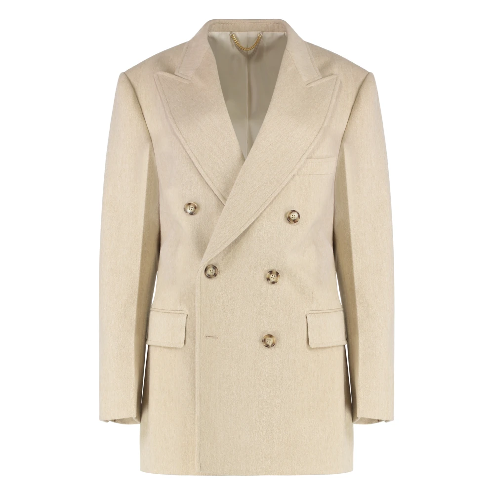 Victoria Beckham Women's Beige Blazers, Xs, Double-Breasted Knit Jacket