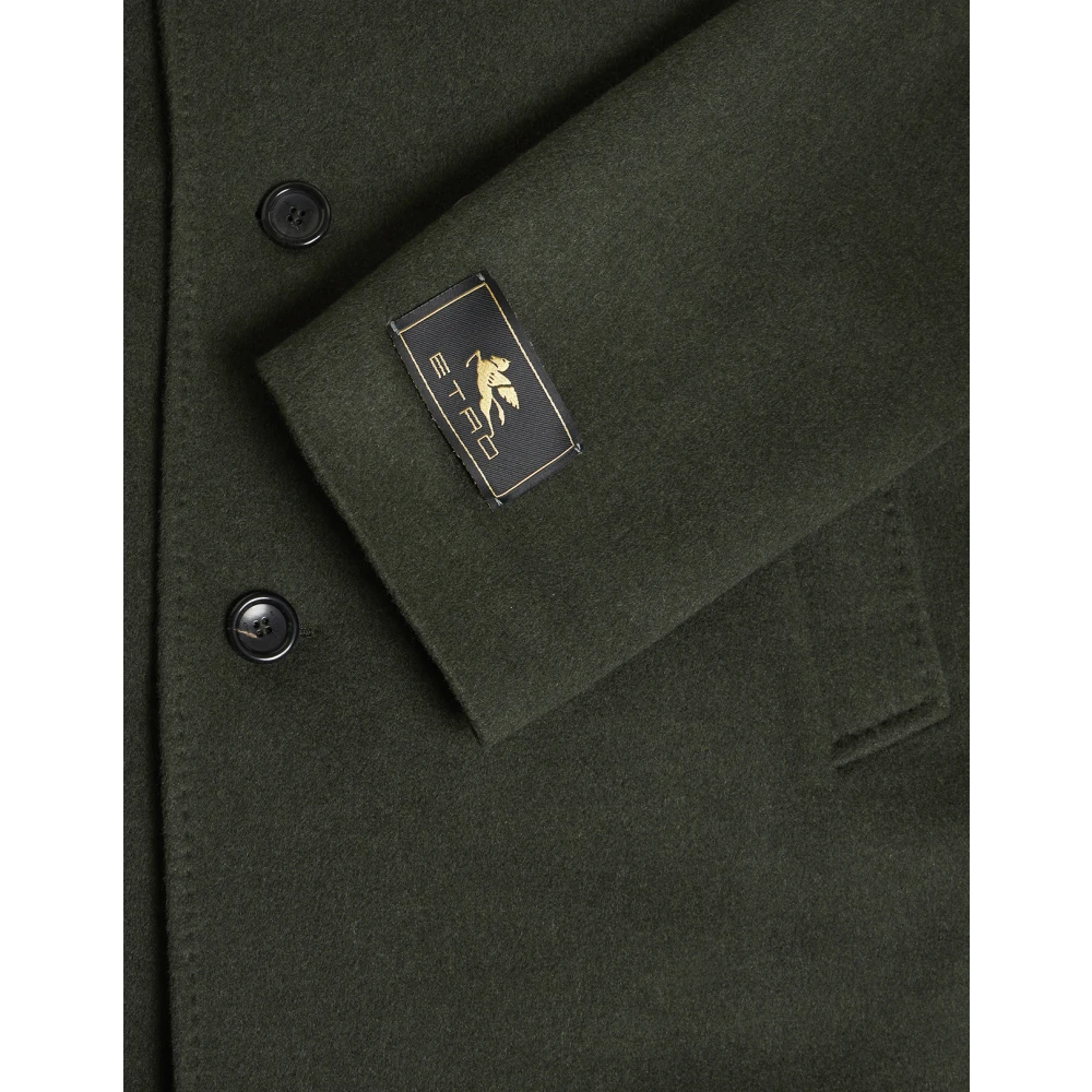 ETRO Donkergroene Peacoat Wol Kasjmiermix Green Heren