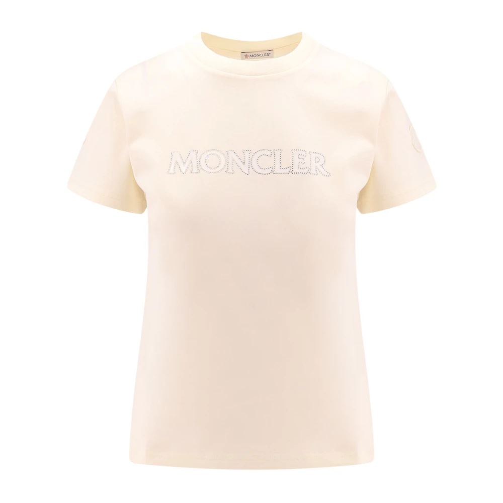 Moncler Katoenen T-shirt met Strass Print White Dames