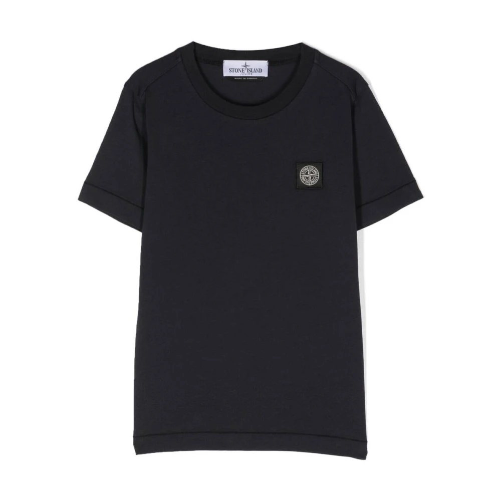 Stone Island Blå Crewneck T-shirt med Logo Patch Blue, Pojke