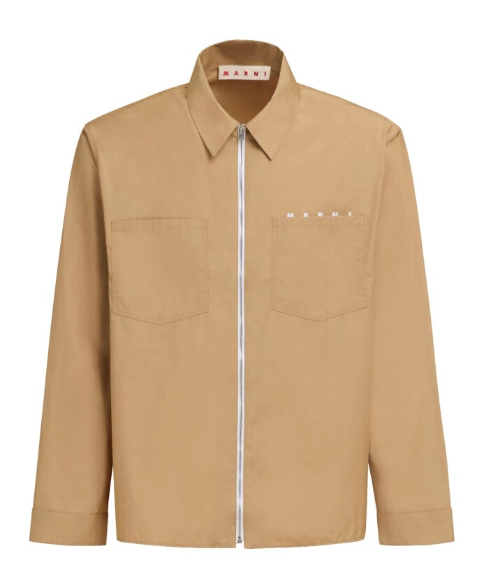 beige-logo-print-zip-shirt