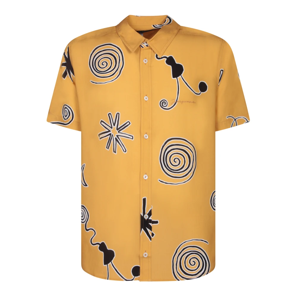 Jacquemus Arty Spiral Print Korte Mouw Overhemd Yellow Heren
