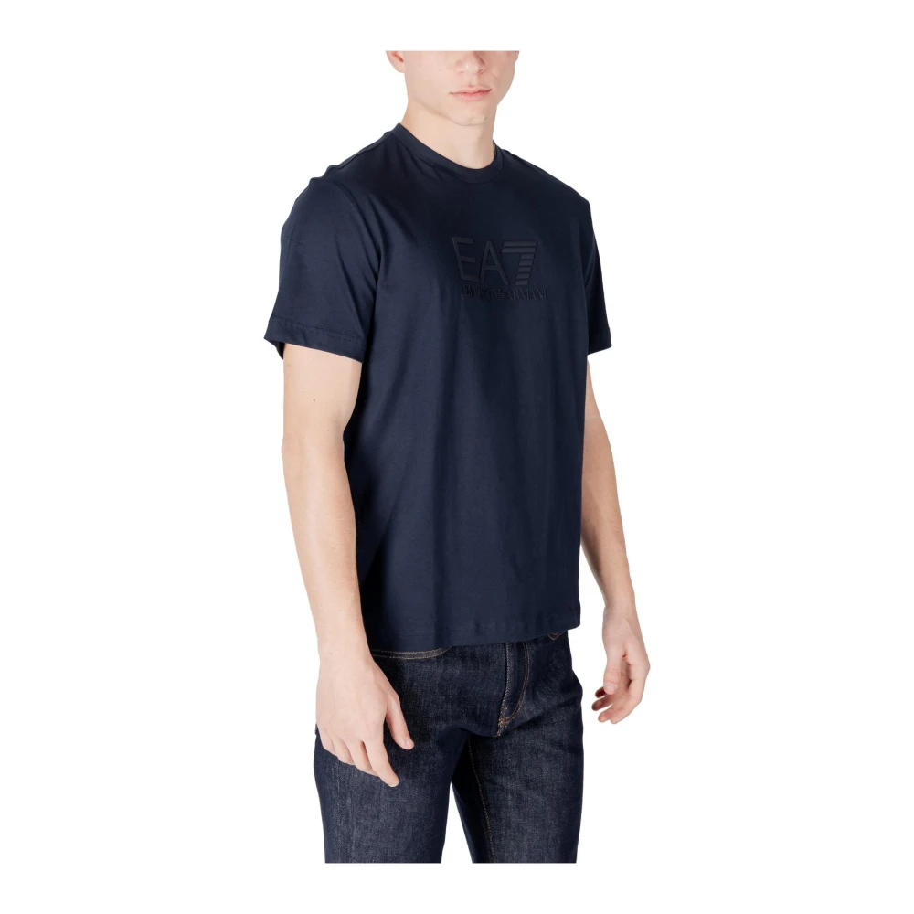 Emporio Armani EA7 Blauw Katoenen T-shirt voor Mannen Blue Heren