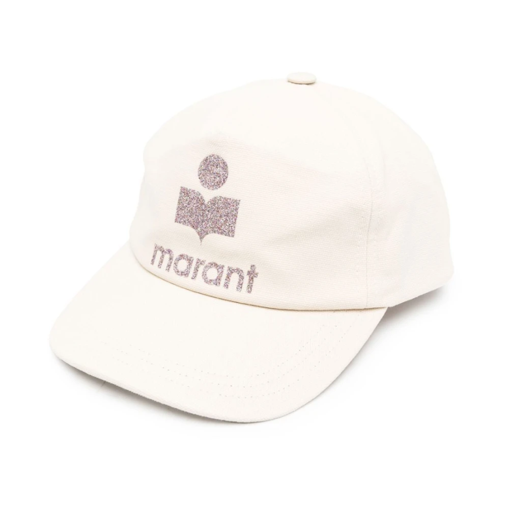 Isabel marant Ecru Logo Baseball Cap 100% Katoen White Dames