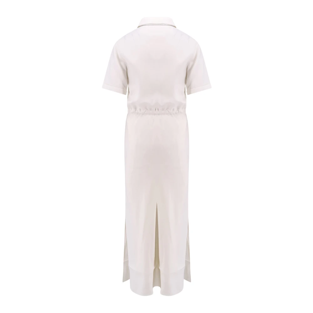 BRUNELLO CUCINELLI Linnen Viscose Lange Jurk Italië Gemaakt White Dames