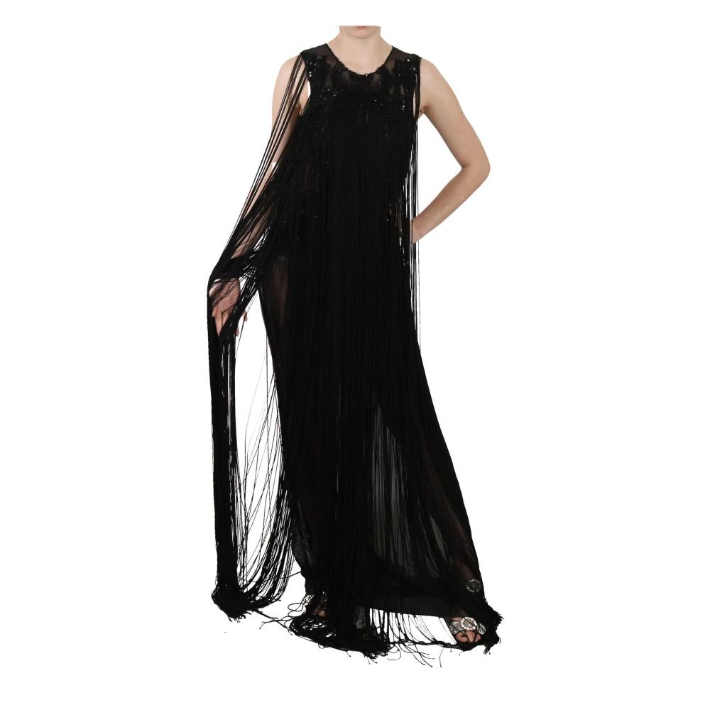 John Richmond Women's Black Sheer Long Maxi Dress