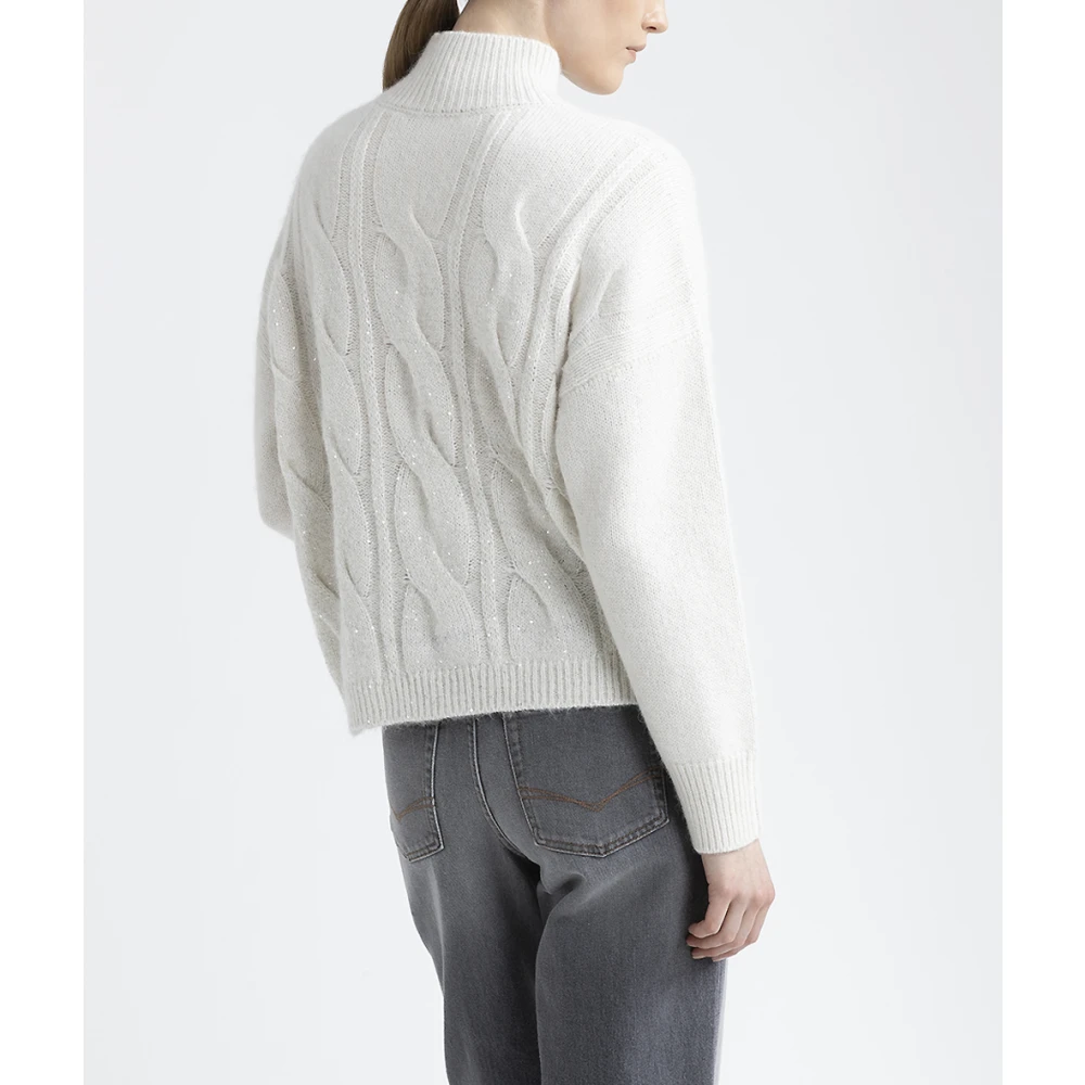 PESERICO Wol zijde kasjmier alpaca trui White Dames