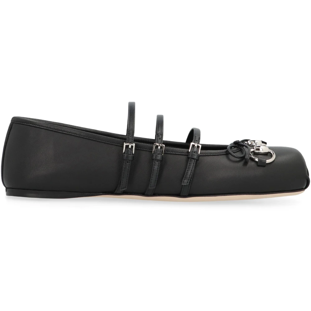 Gucci Women's Black Ballerina Shoes, 6 Uk, Leather Ballet Flats