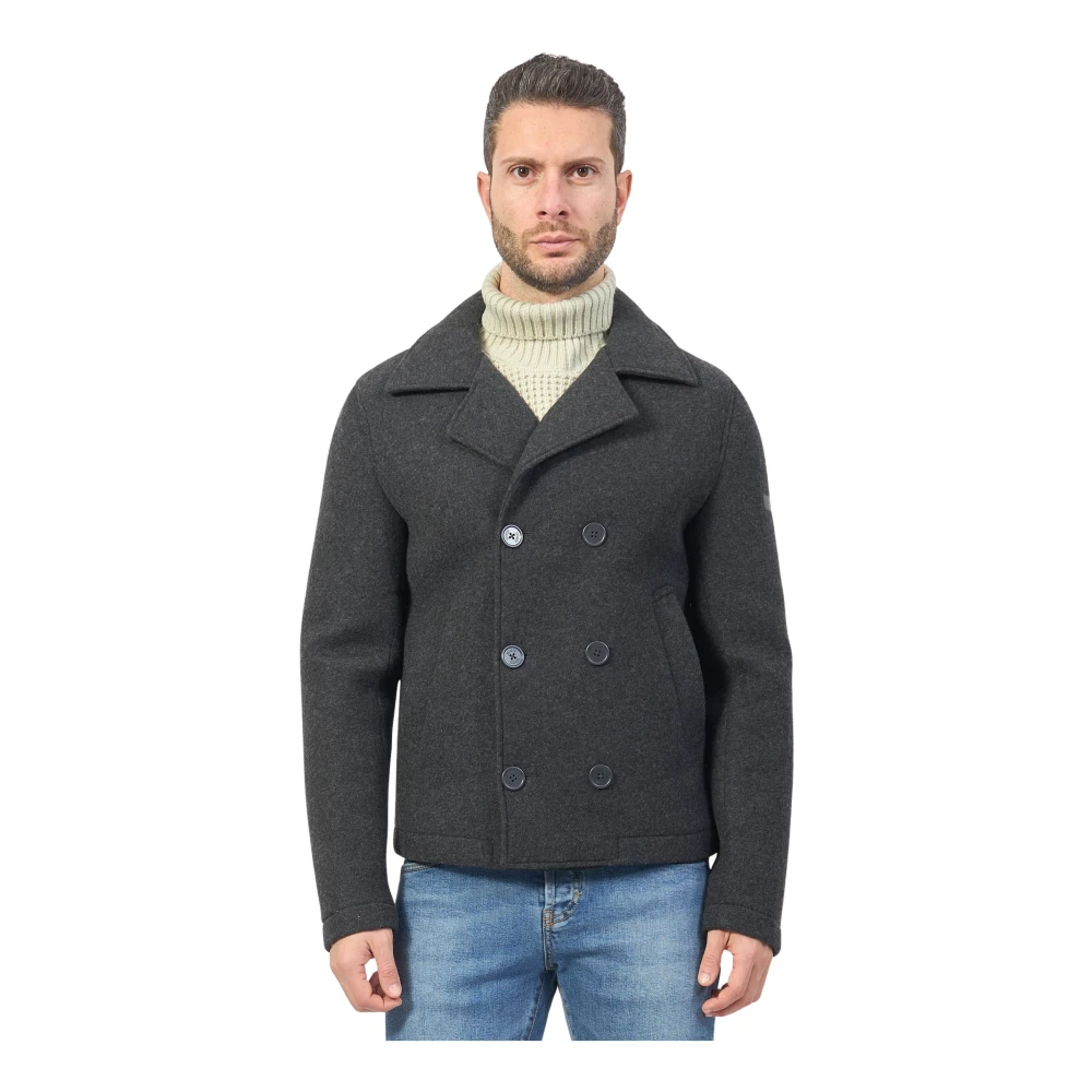 YES ZEE Grijze dubbelrijige wollen jas Gray Heren