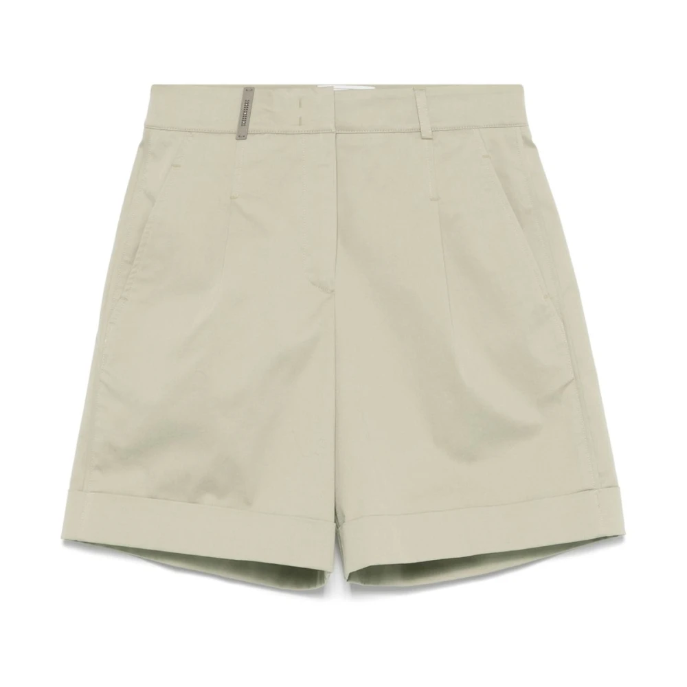 PESERICO Beige Bermuda Shorts met Plooien Beige Dames
