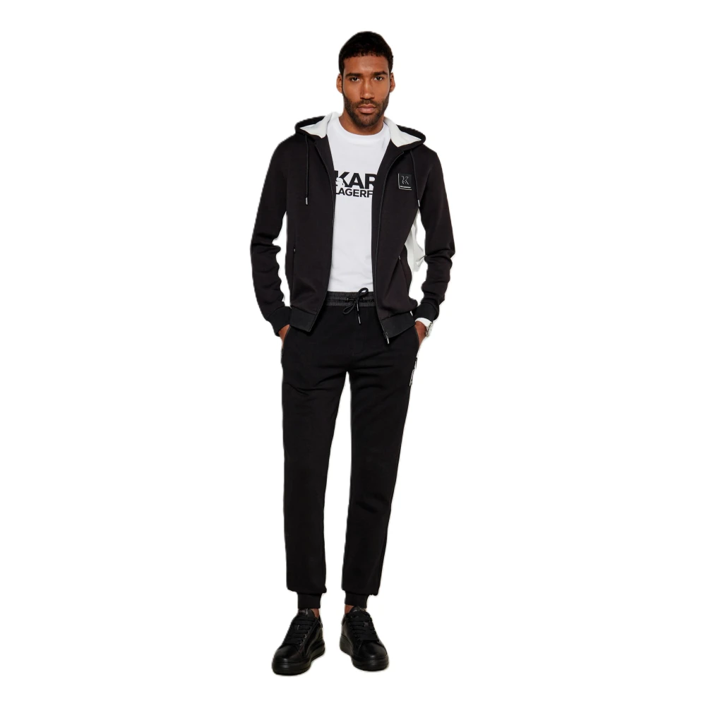 Karl Lagerfeld Zwarte sportjas met contrasterende accenten Black Heren