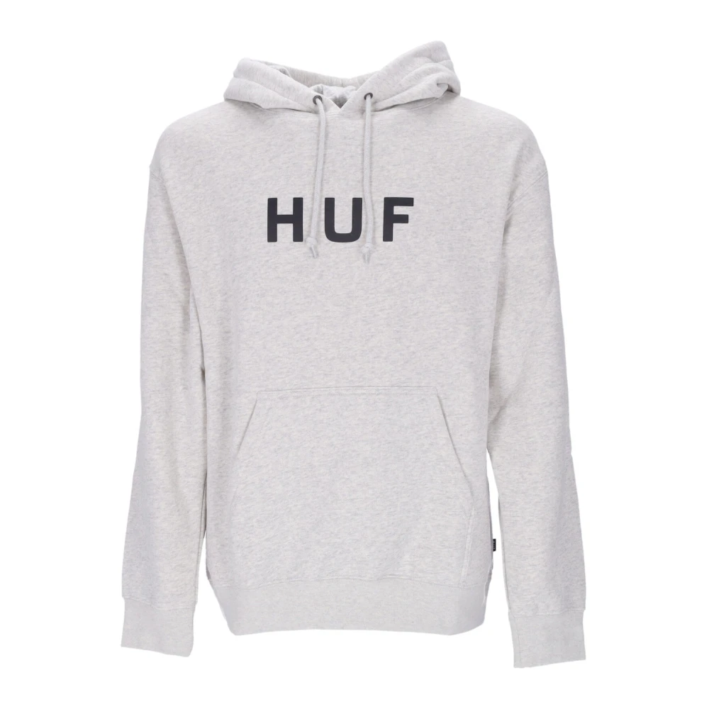 HUF Essentials Logo Hoodie Lange Mouw Gray Heren