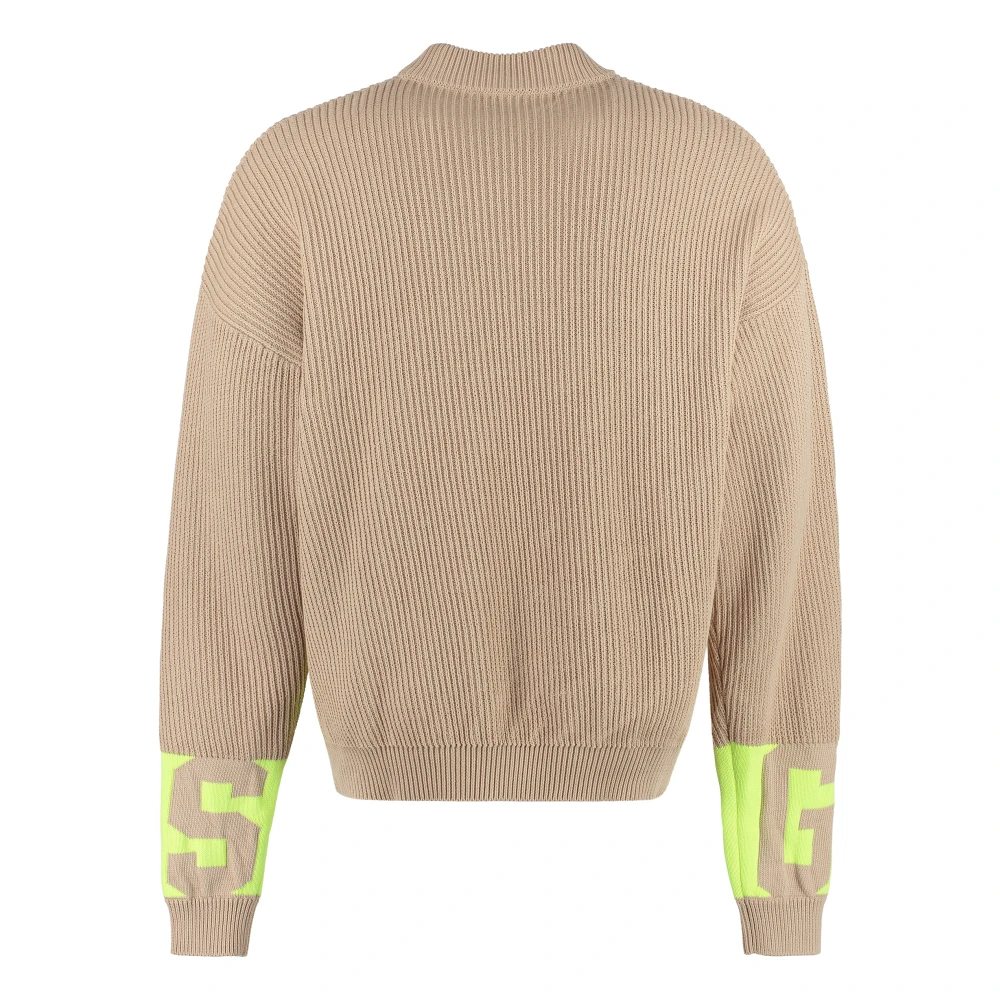 Gcds Geribbelde katoenen trui Beige Heren