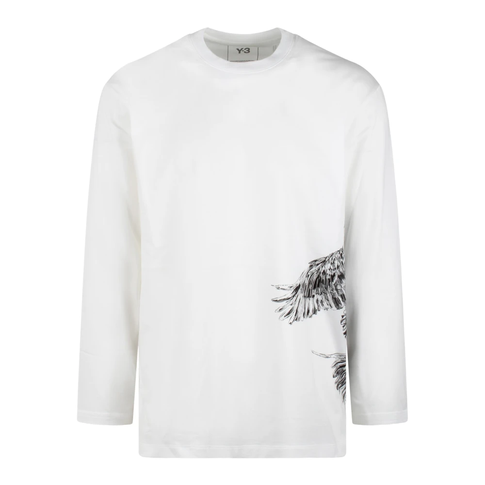 Y-3 Grafische Print Longsleeve T-shirt White Heren