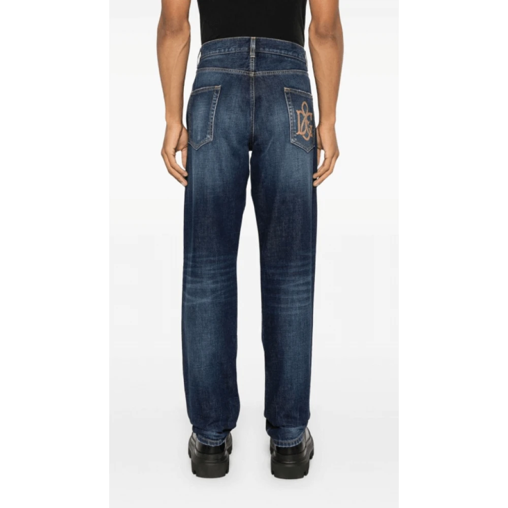 Dolce & Gabbana Geborduurde Denim Jeans Blue Heren
