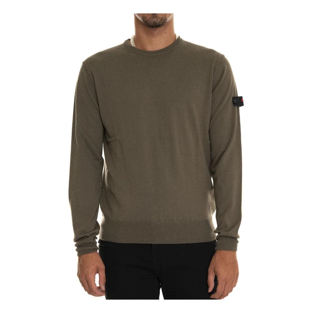 Peuterey Ronde hals trui met armlogo Green Heren