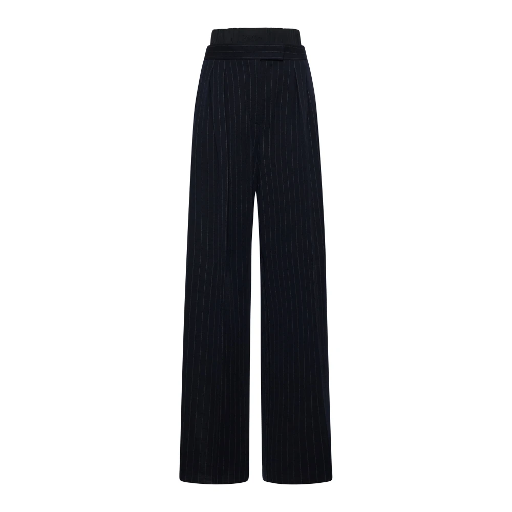 Max Mara Mörkblå Bred Ben Pinstripe Byxor Blue, Dam