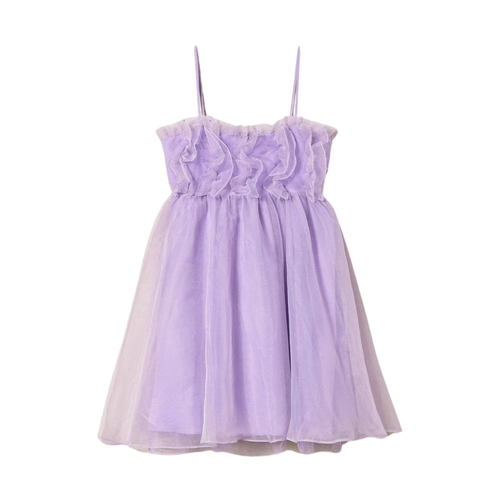 Twinset Korte organza jurk met ruches Purple Dames