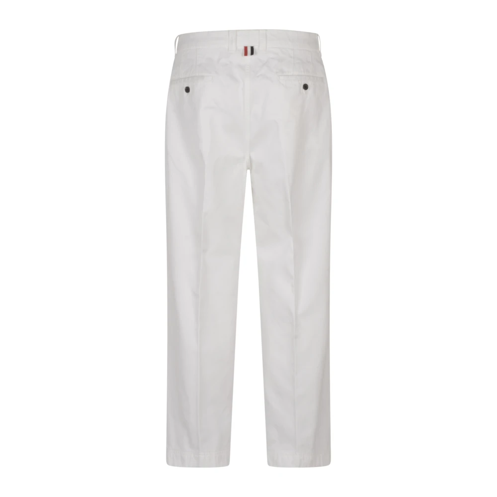 Thom Browne Witte Utility Chino Broek Katoen Twill White Heren