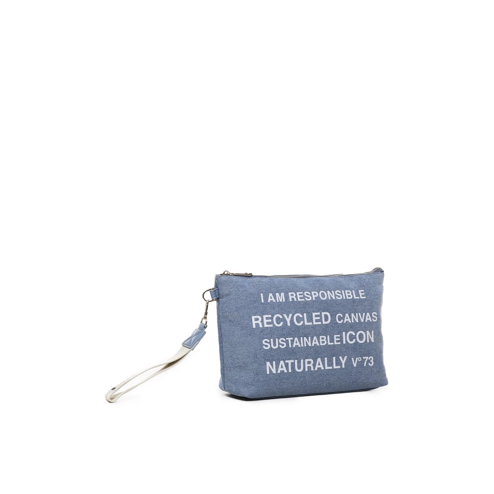 V73 Denim Clutch Tas met Ritssluiting Blue Dames